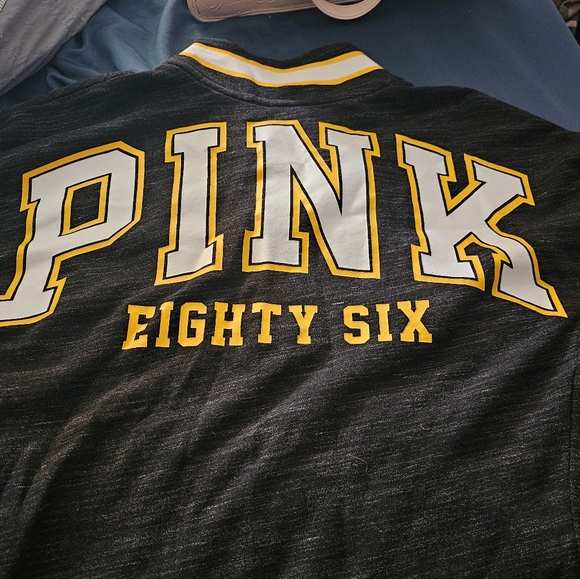 PINK Gray Long Sleeve Sweatshirt Oversized Size M - Picture 4 of 4